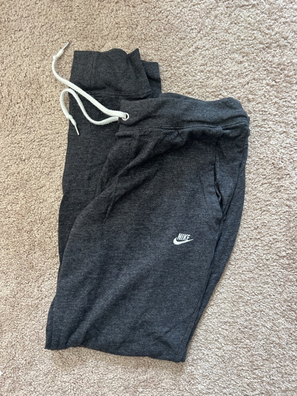 Nike Gray Jogger Sweatpants with White Drawstring